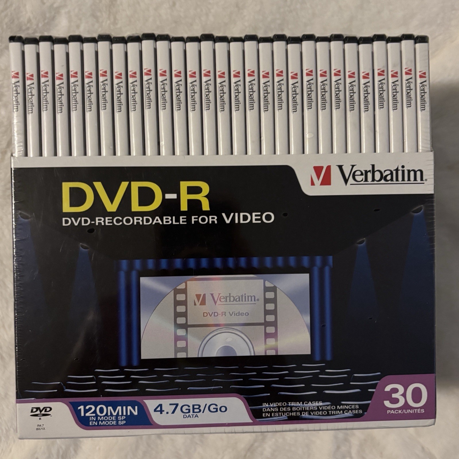 30 Pack Verbatim DVD+R Recordable Video Discs Thin Jewel Cases 120 Min 4.7GB