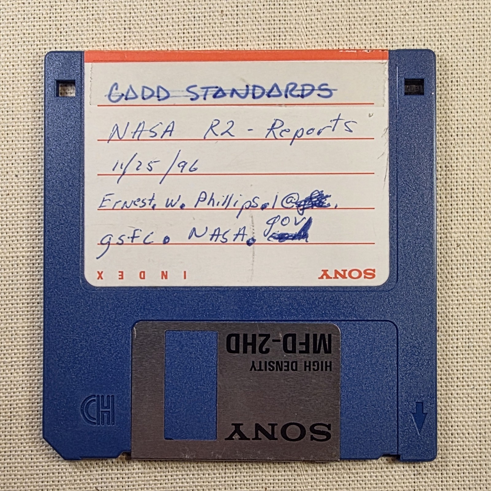 Sony MF-D-2HD 3.5" Floppy Disk NASA GSFC 1996 Internal Reports Labeled