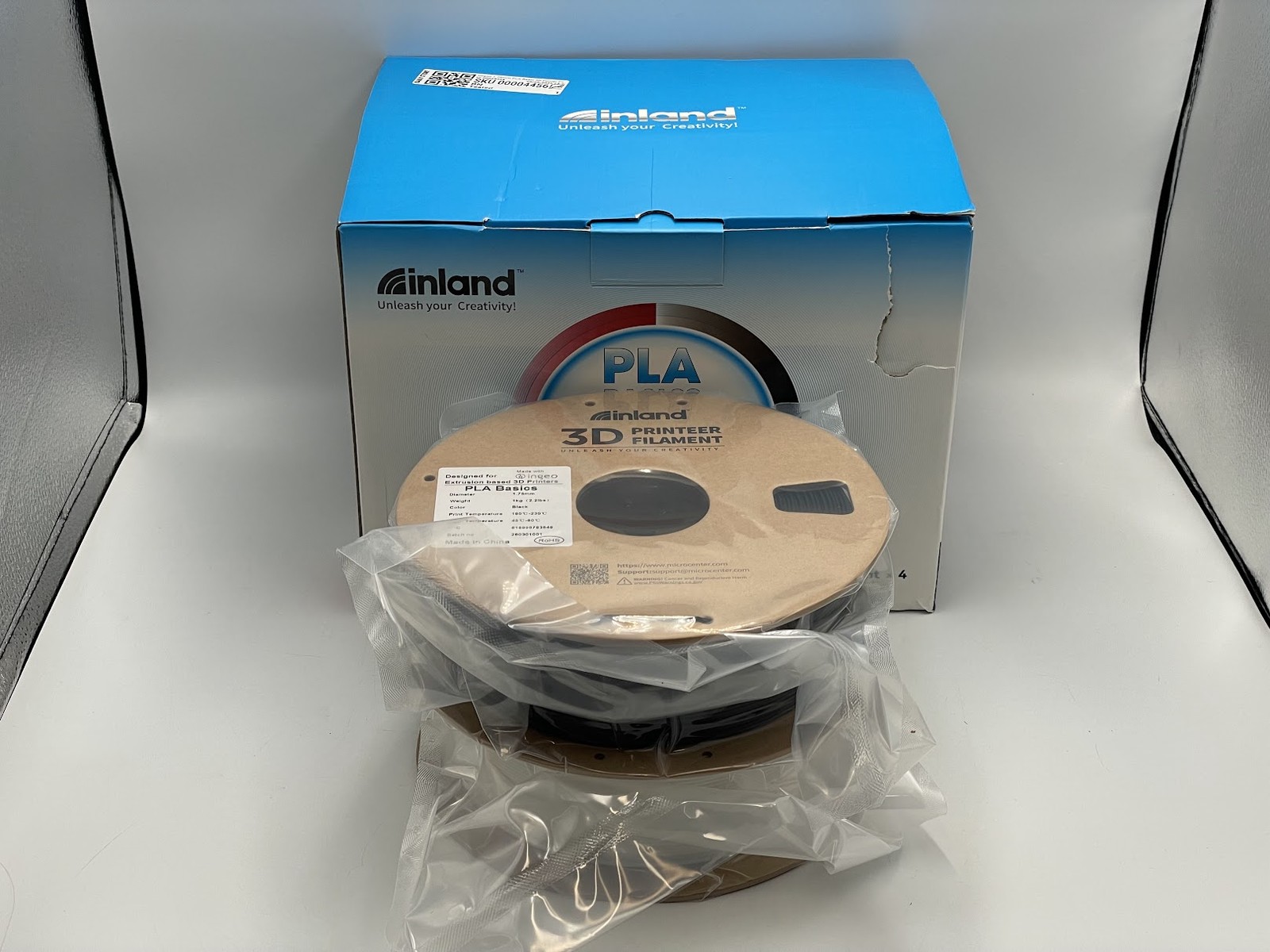 Inland 1.75mm PLA Basic 3D Printer Filament 1KG (2.2lbs) - White & Black