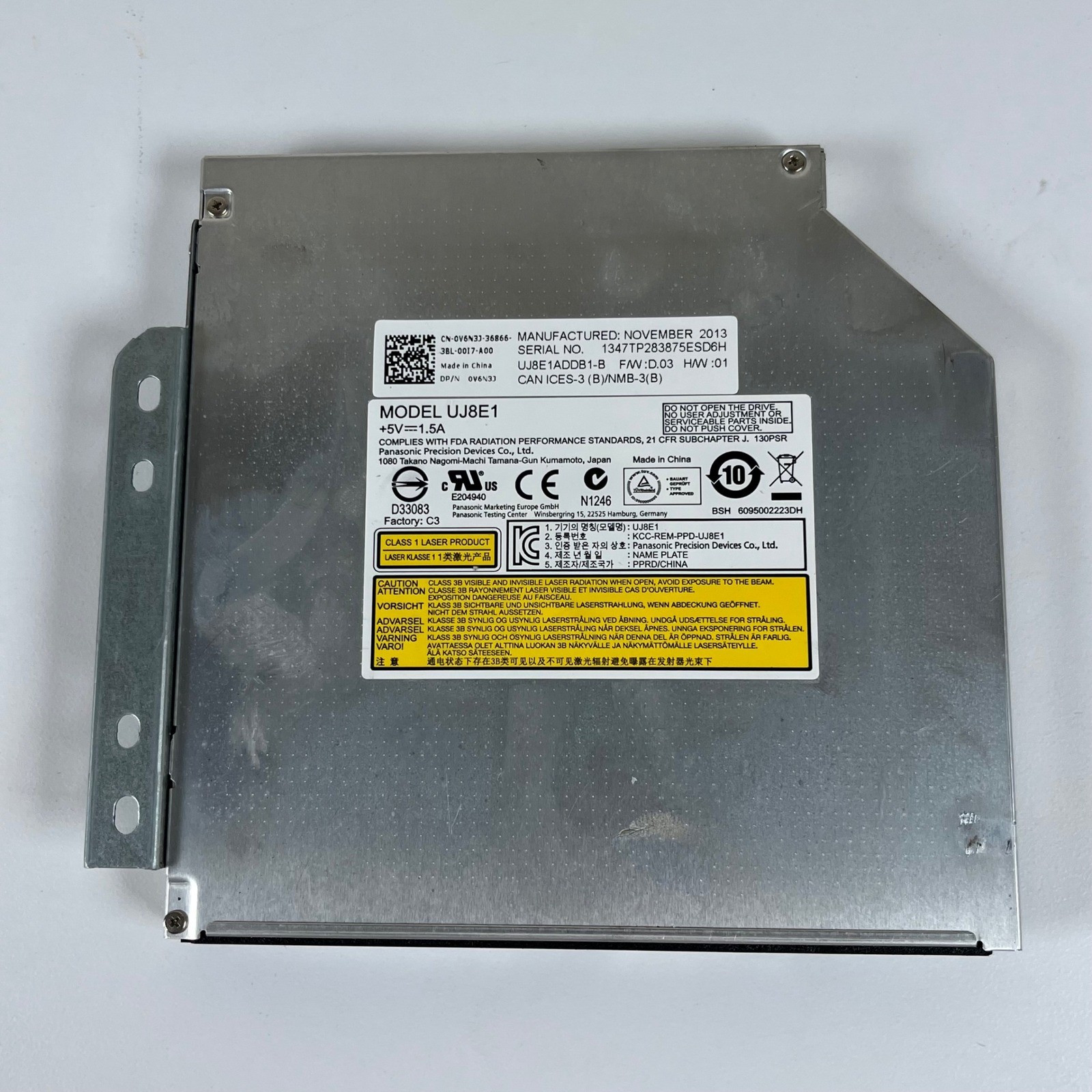 Panasonic UJ8E1 Internal DVD RW CD Writer SATA Laptop Optical Drive 0V6N3J