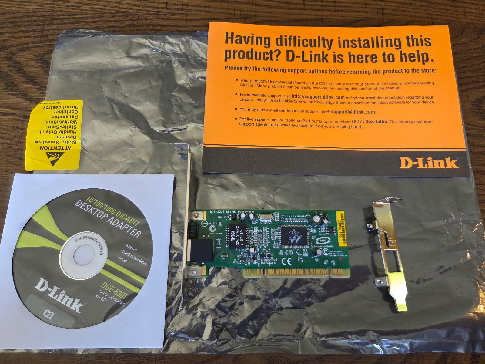 D-Link DGE-530T 1 Gb Desktop PCI Adapter Gigabit Ethernet Card w low profile