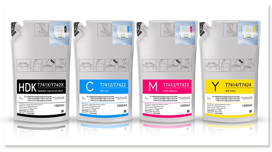 4x1000ML Ink Packs For Epson SC F6000 F6070 F6200 F6270 F7000 F7200 F7270 F9200