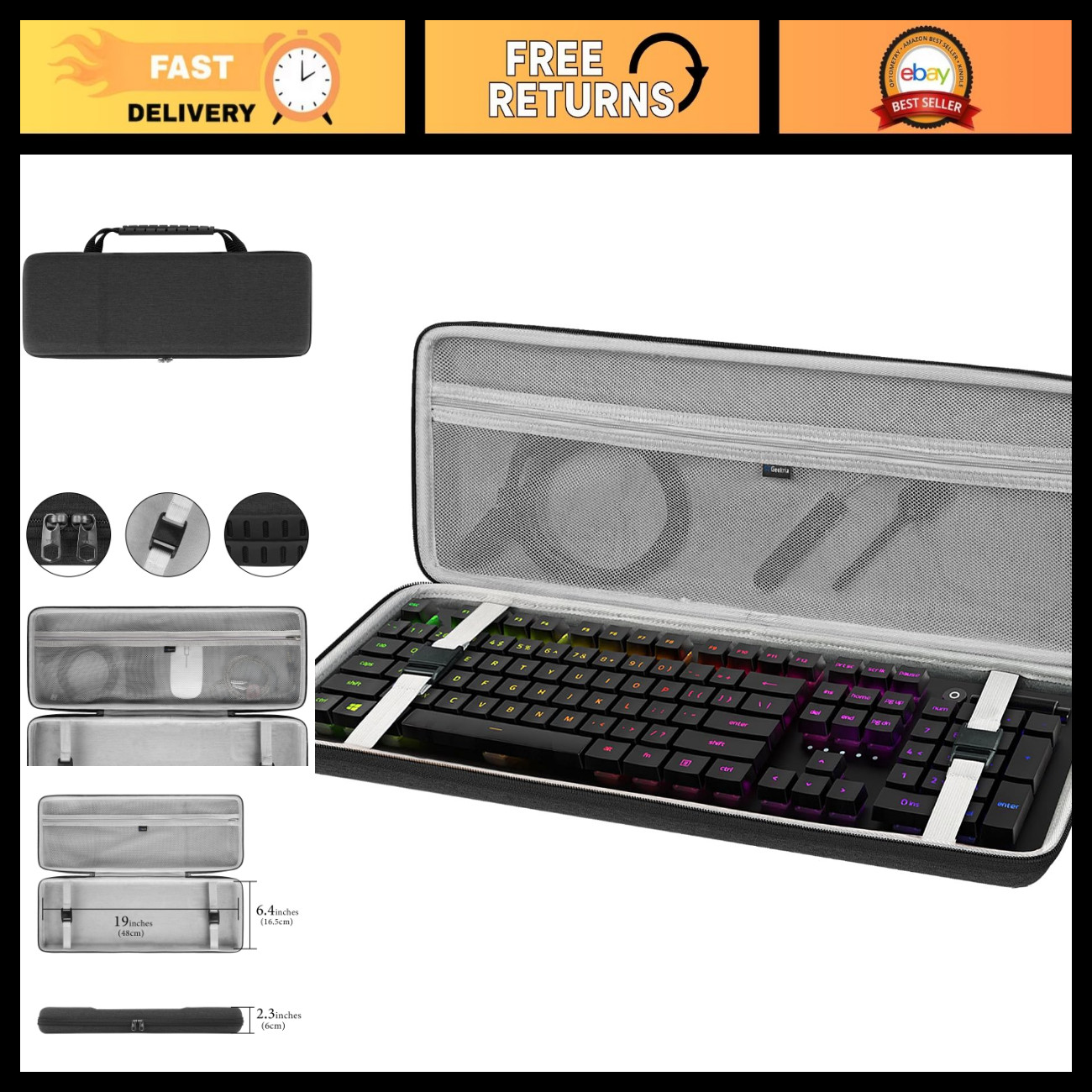Hard Shell Travel Case for 108-Key Mechanical Keyboard, Compatible with Gaming K