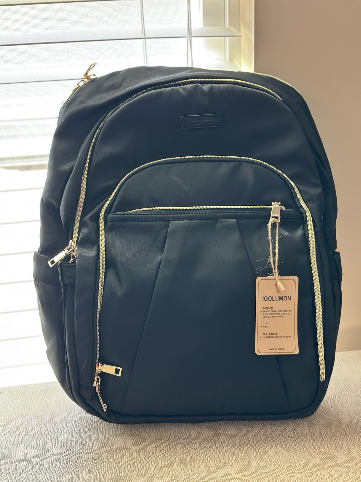 Black Laptop, Backpack With Gold Zippers, Great Size Pockets Everywhere