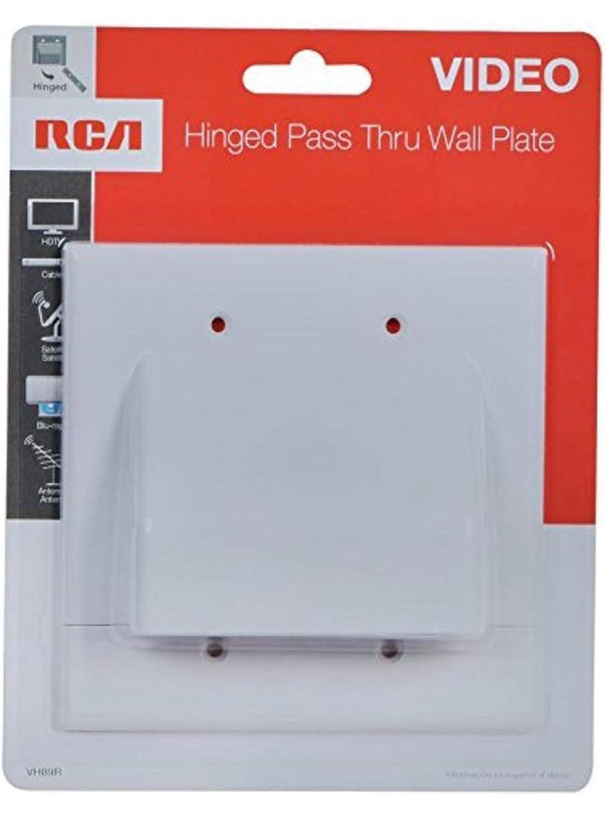 RCA Premium Hinged Pass Thru Wall Plate (VH89R) 2 PACK