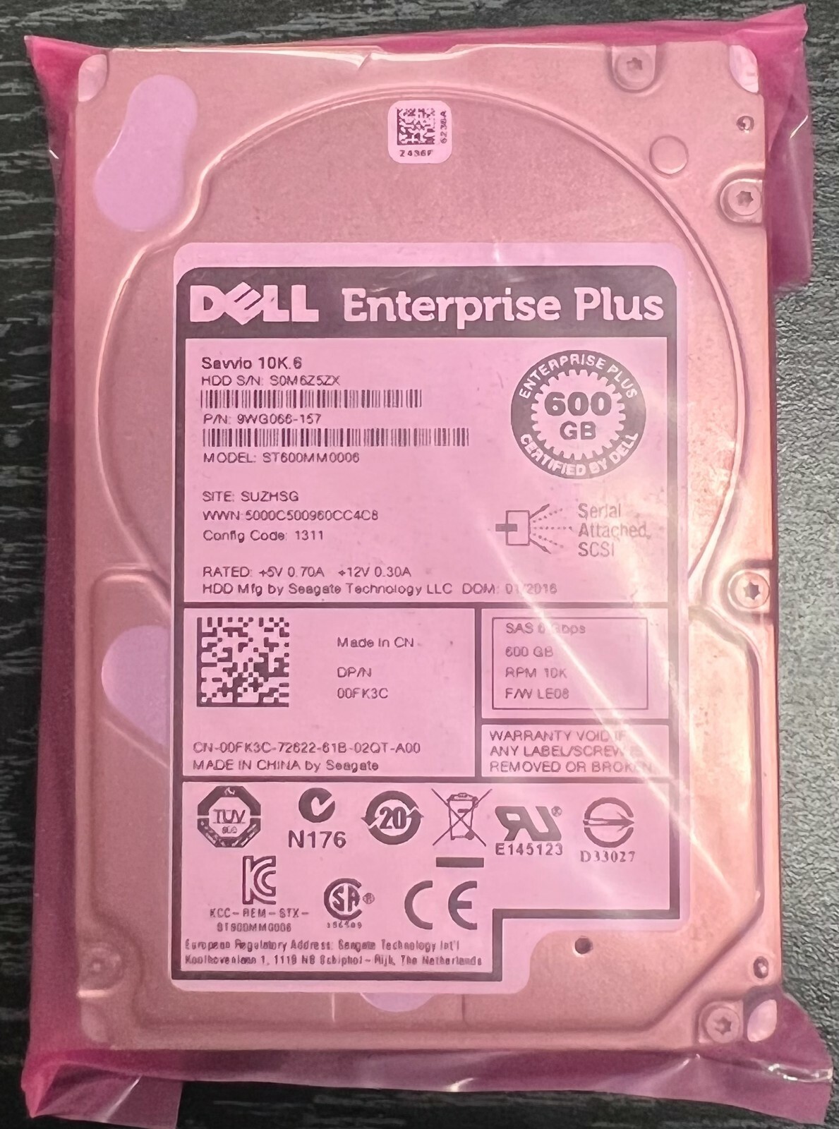 Dell 0FK3C Enterprise Plus 600GB 10K 2.5" 6Gbps SAS HDD 0FK3C ST600MM0006