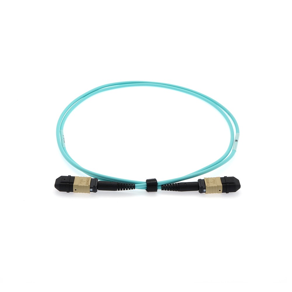 30m Senko MPO/UPC F/F 12-Fiber Type A OM3 Multimode Fiber Optic Cable Aqua