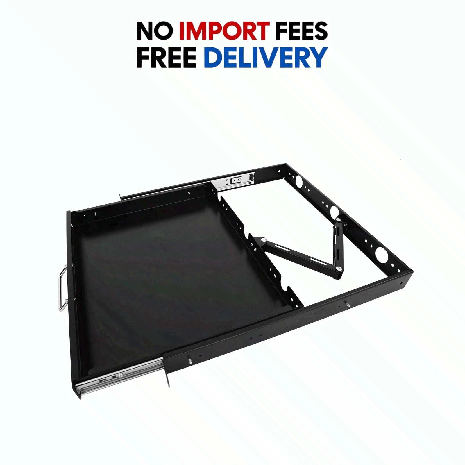 1U 19-Inch Rack Mount Sliding Keyboard Drawer with Front Mount Brackets