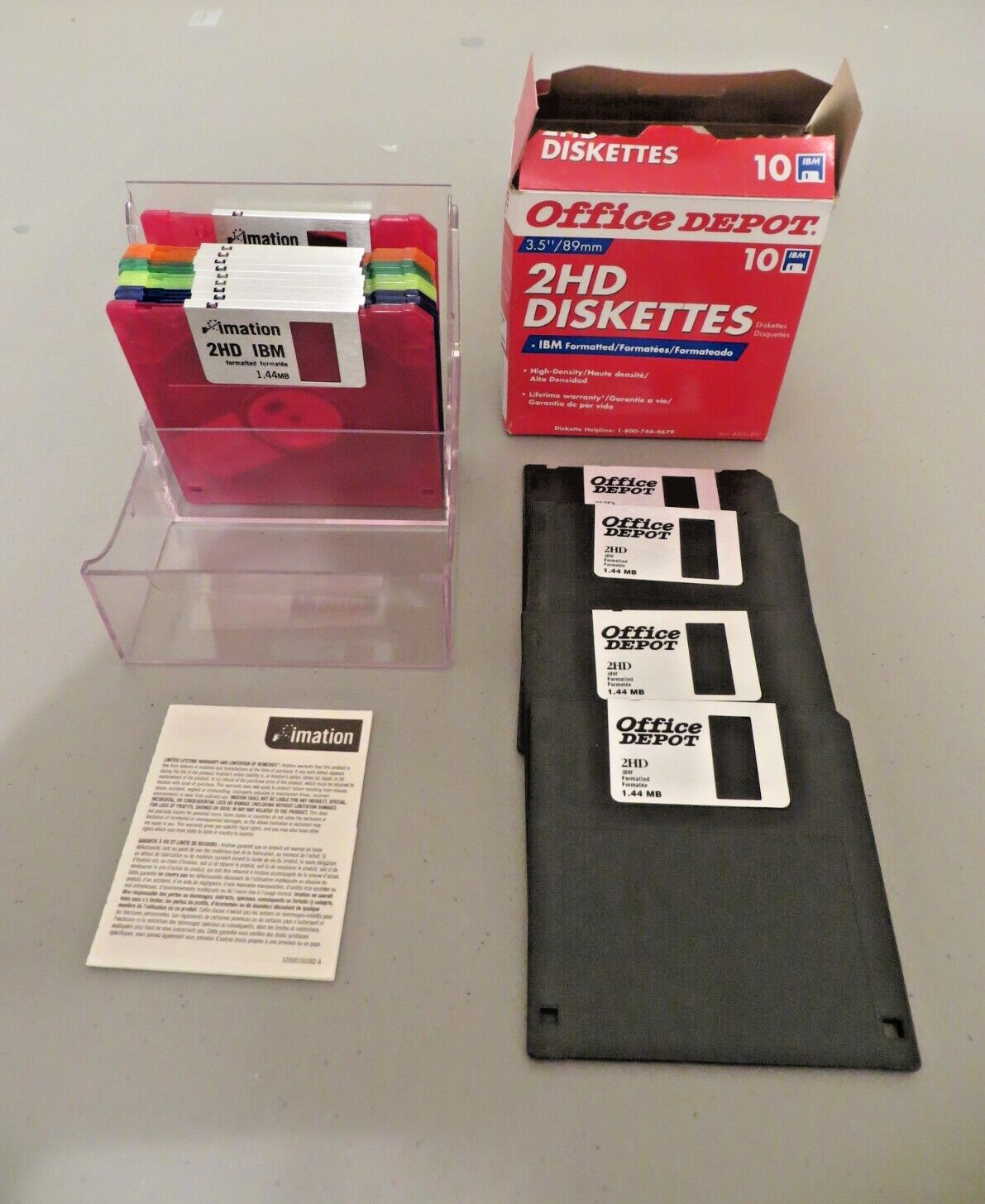 2HD 1.44MB 3.5" Micro Floppy Discs: 10 Imation multi-color + 4 Office Depot (14)
