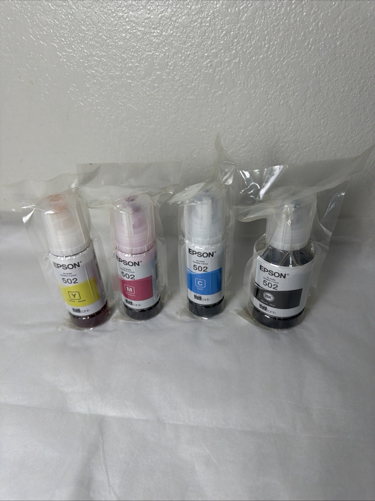 Genuine Epson 502 Ink Bottle Set Black Cyan Magenta Yellow New Sealed EcoTank