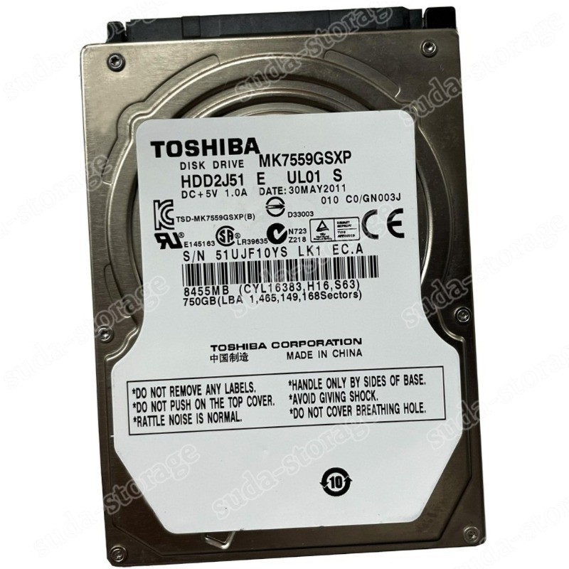 1PCS Toshiba 750 GB,Internal,5400 RPM SATA 2.5" (MK7559GSXP) Laptop Hard Disk D