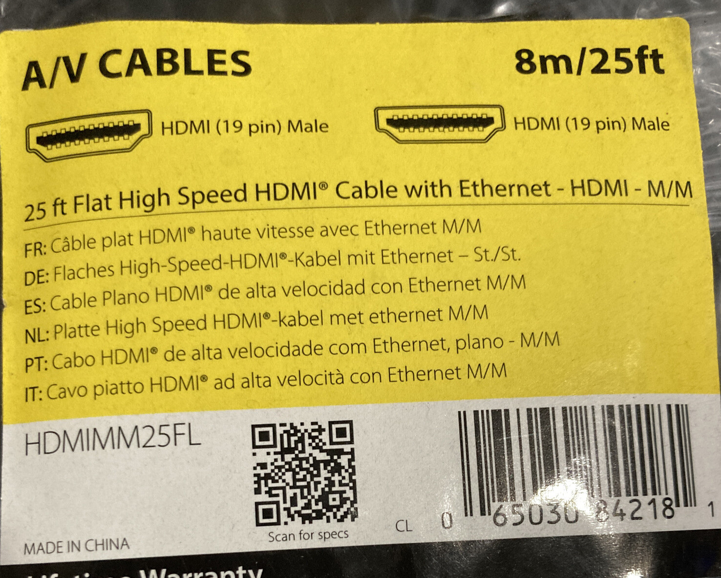 NEW - STARTECH HDMI CABLE 25ft Ultra HD 4k FLAT HDMI Cable - HDMI to HDMI M/M