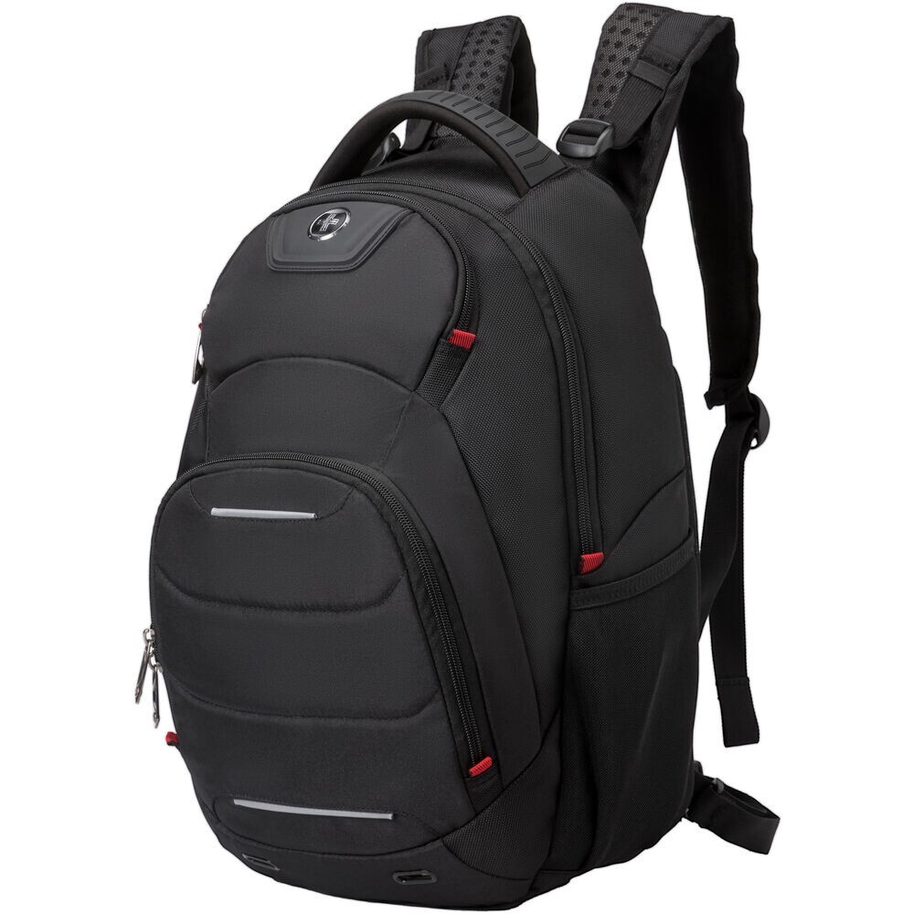 Swissdigital Neptune TSA-Friendly Laptop Backpack w/ USB Charging, RFID (Black)