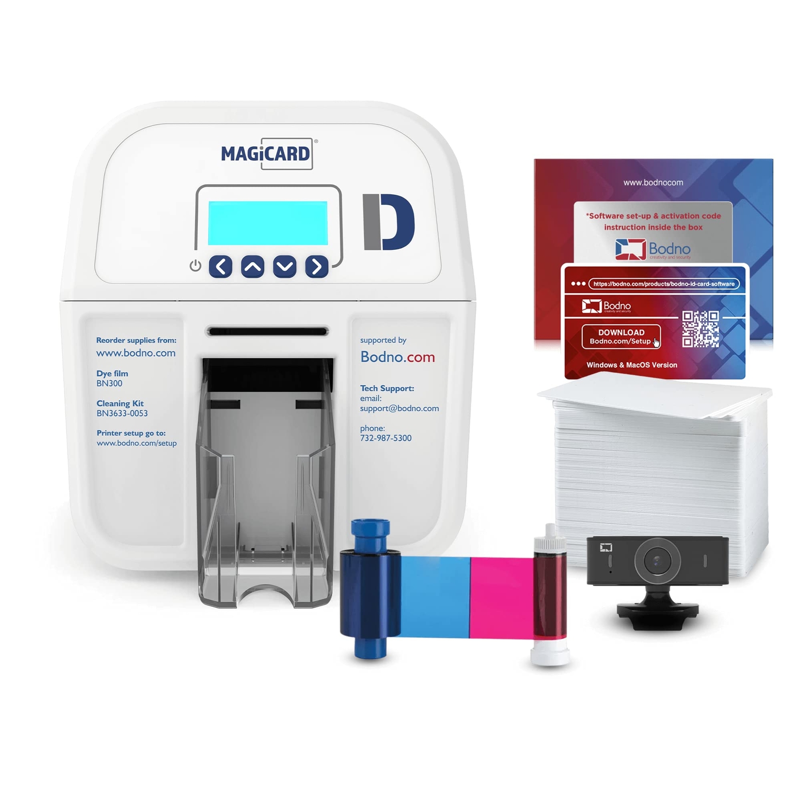 Bodno Magicard D Dual Sided ID Card Printer & Complete Supplies Package ID Soft-