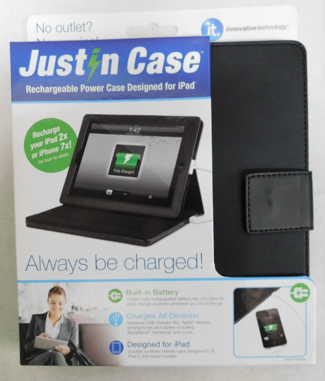 Just In Case Rechargeable Power Case Designed For Ipad And More