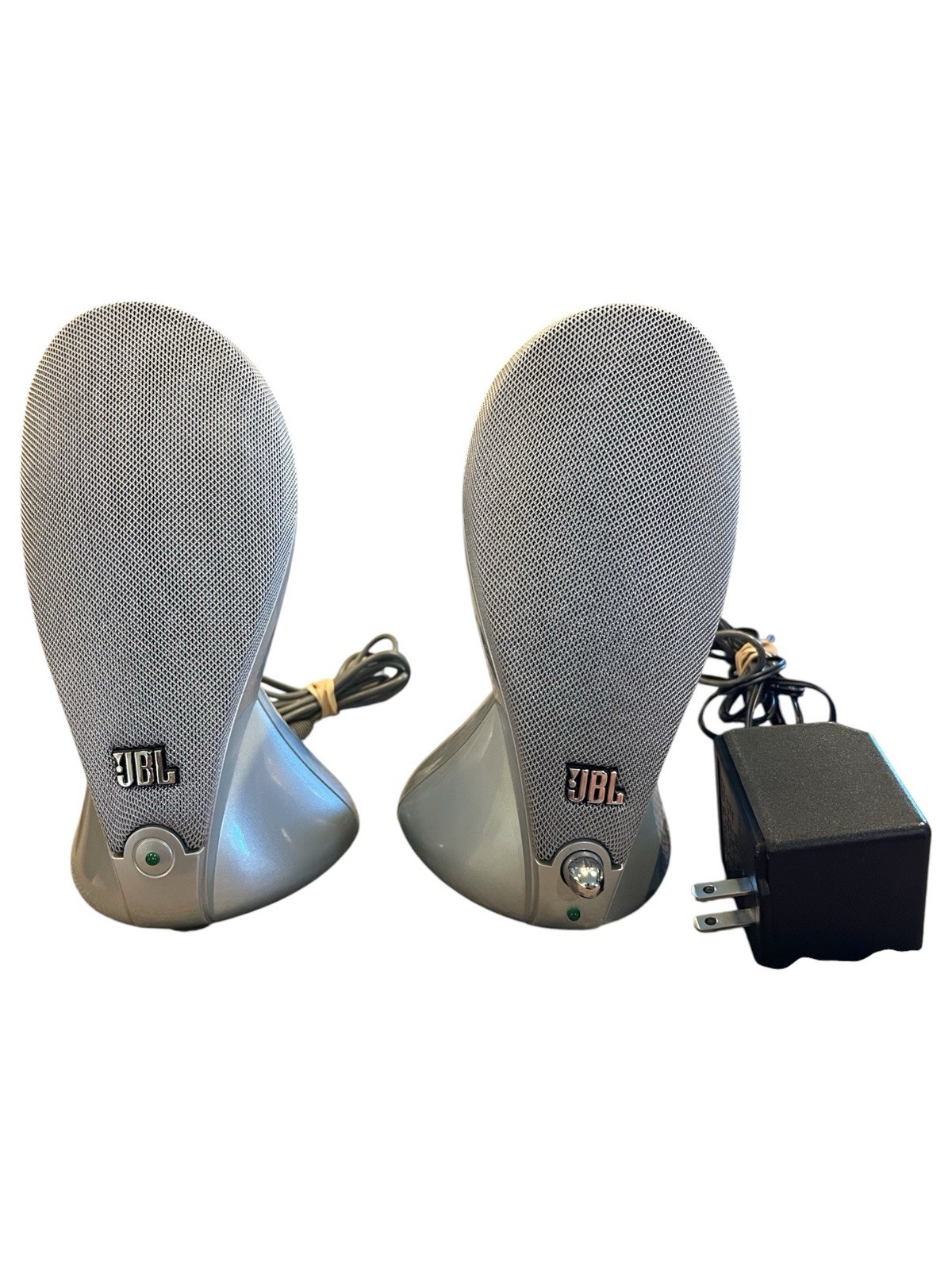 JBL Duet Silver Computer Speakers Pair w/ Power Adapter Multimedia 2.0