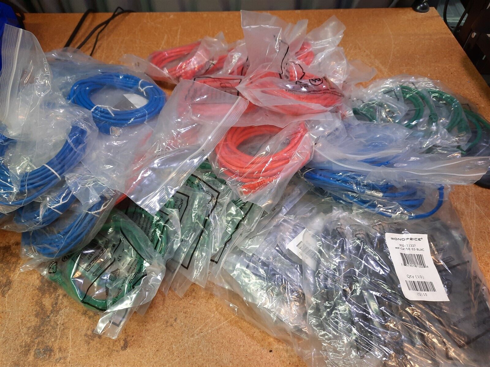 Lot of 61 network patch/Ethernet cables, name brand, all new, sealed Cat 5/Cat 6