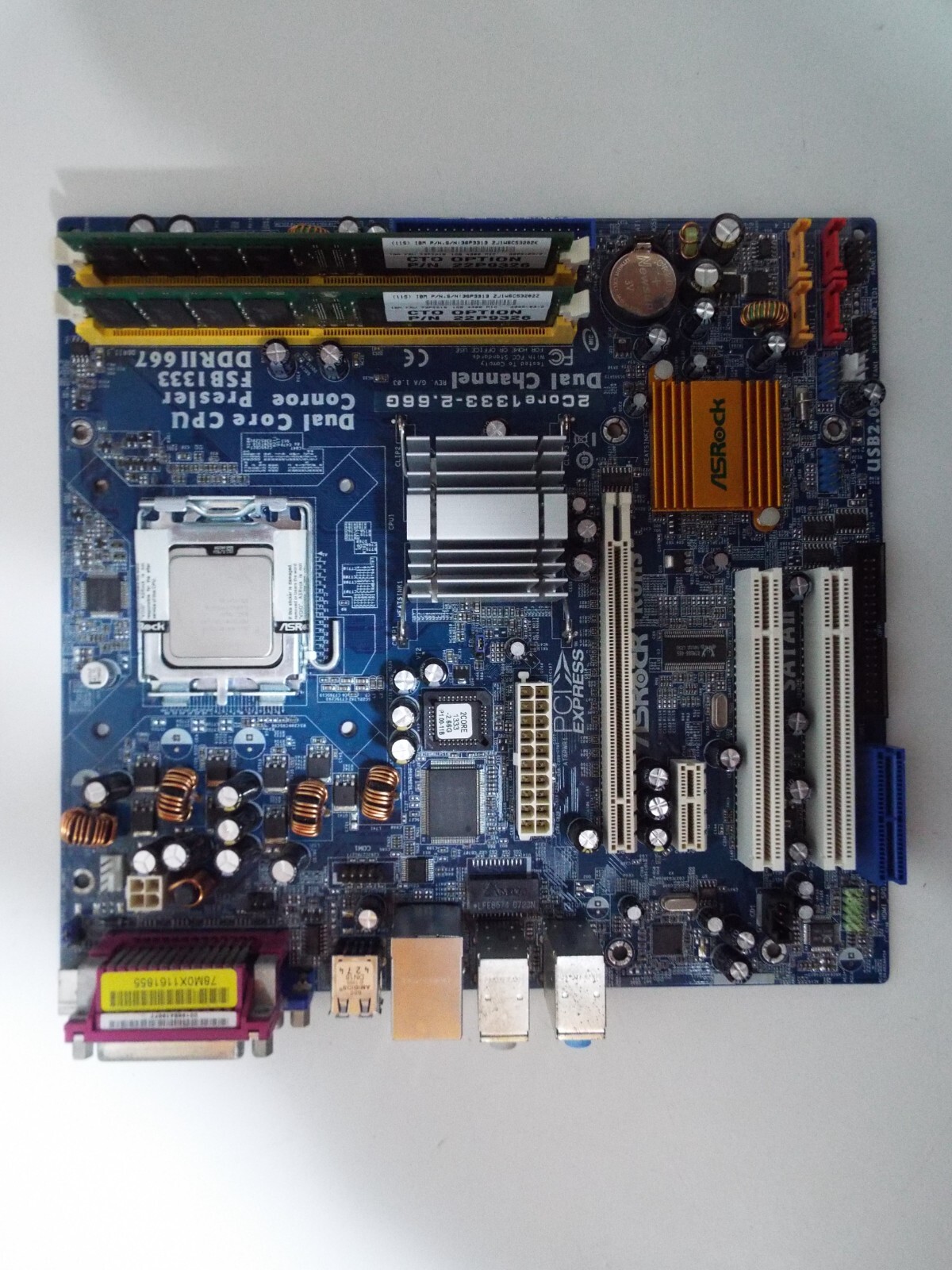 ASRock 2Core1333-2.66G Intel 945GC A2 LGA 775 ATX Motherboard with CPU, RAM, BOX