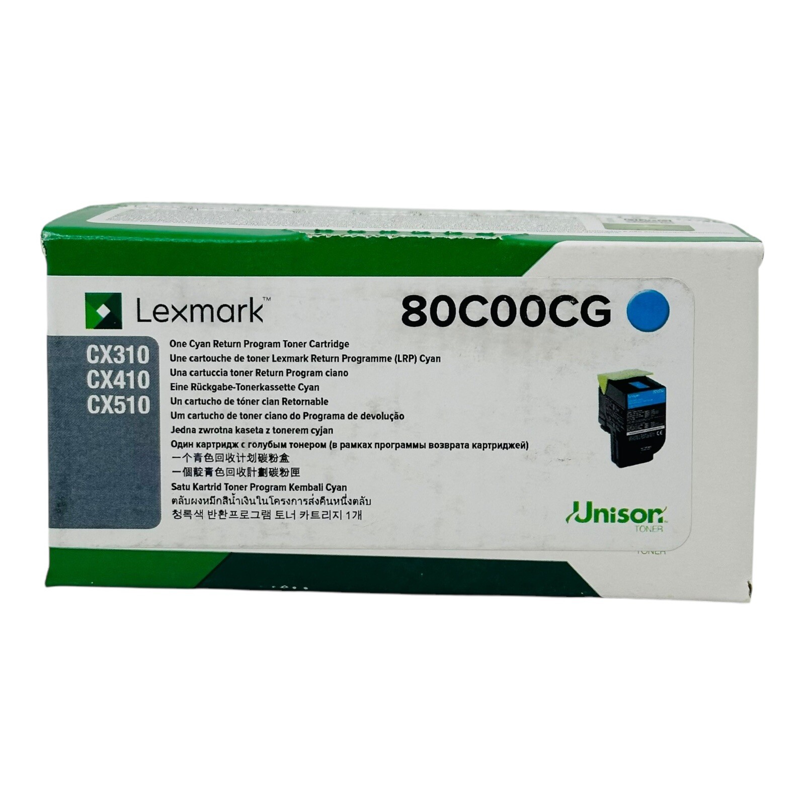 Genuine Lexmark 80C00CG Cyan Toner Cartridge -Sealed Box