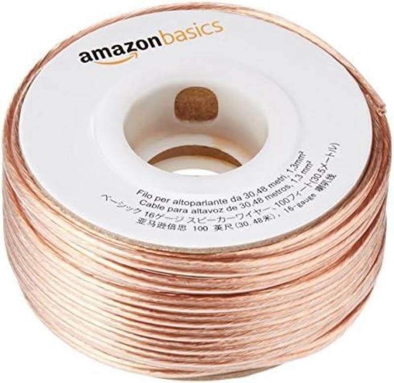 Amazon Basics 16-Gauge Speaker Wire Cable,Polarity Marked, 100 ft, Bronze