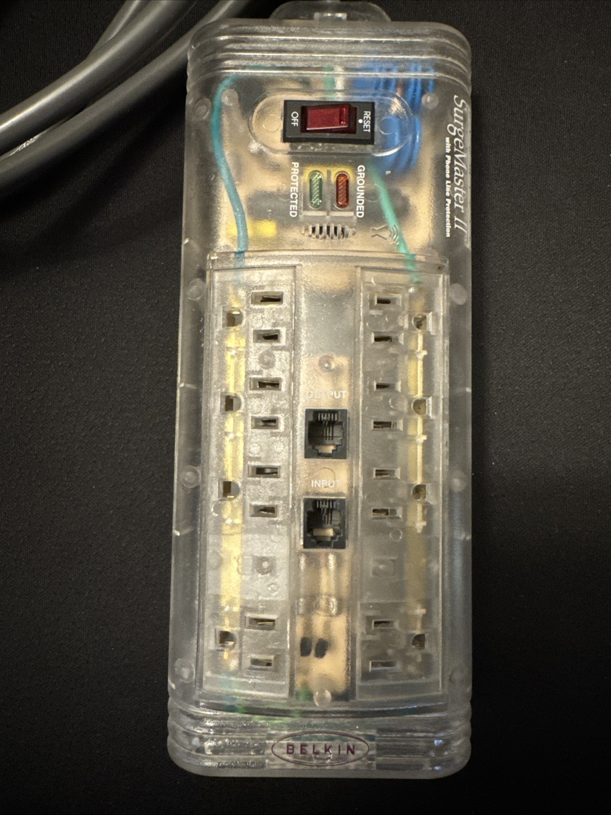 Rare Belkin 8 Outlet SurgeMaster II 2 Protector CLEAR Transparent F5C695TEL