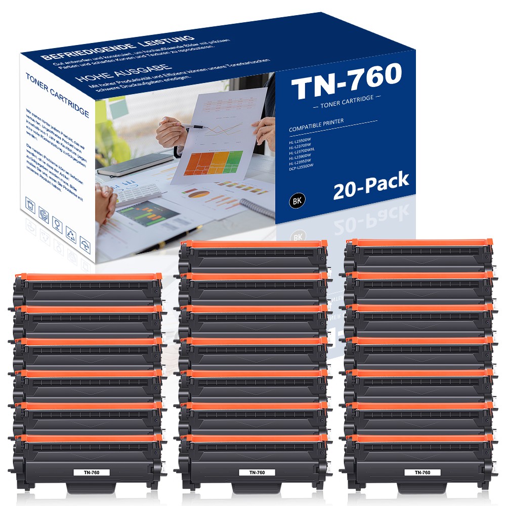 20PK Compatible With Brother TN760 Toner Cartridge HL-L2370DW DCP-L2550DW TN730