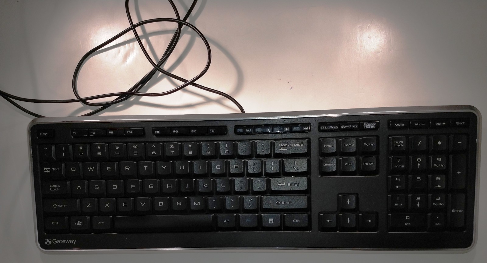Vintage Gateway PS/2 Multimedia Keyboard Black Silver + StarTech PS2 to USB Adap