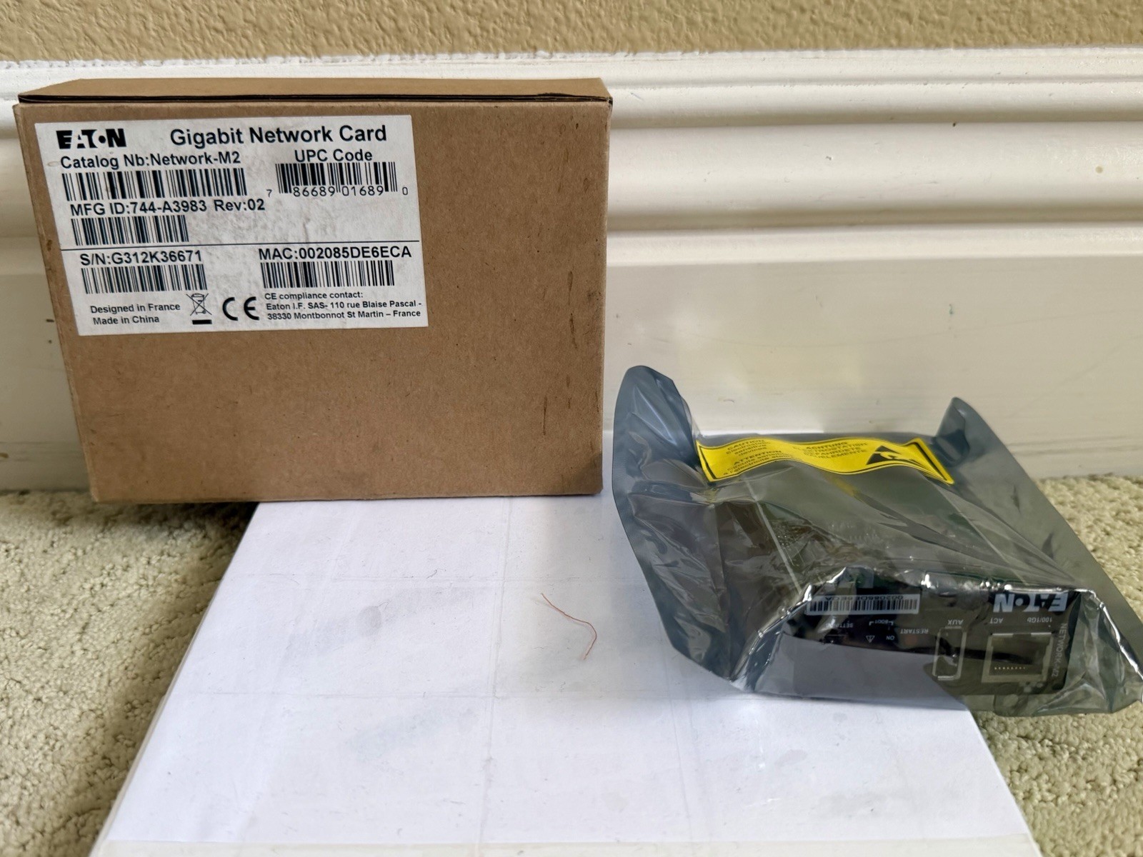 Genuine Eaton Network-M2 Remote Management Gigabit Ethernet Card 744-A3983