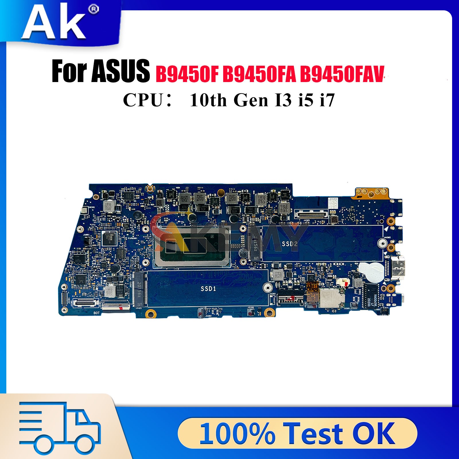 B9450FA Laptop Motherboard For ASUS B9450FAV Mainboard W/ i3 i5 i7 CPU tests OK