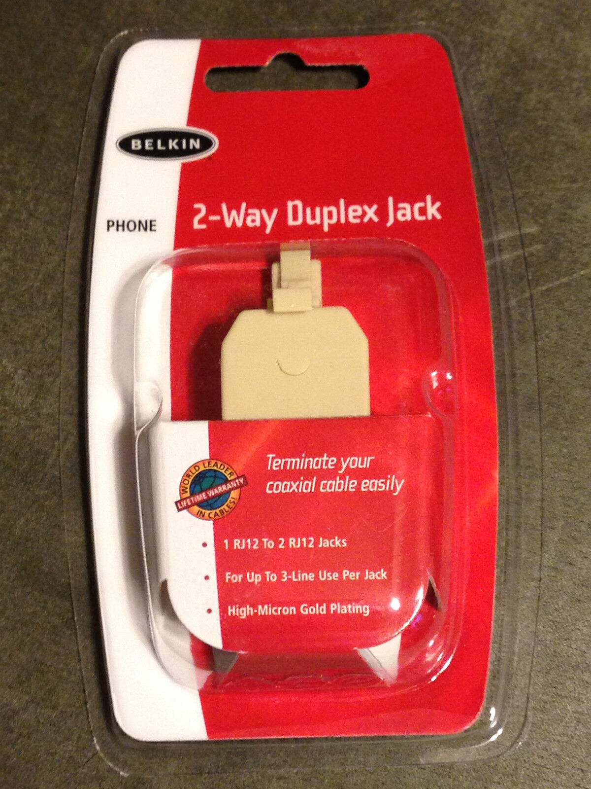 Belkin 2-Way Duplex Jack Phone Line Splitter