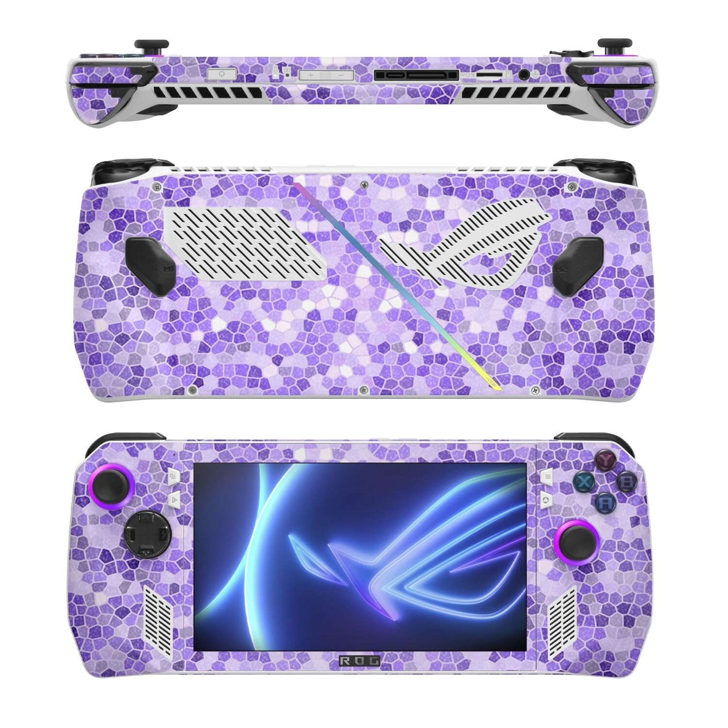 MightySkins Glossy Glitter Skin Compatible with Asus ROG Ally - Stained Glass...