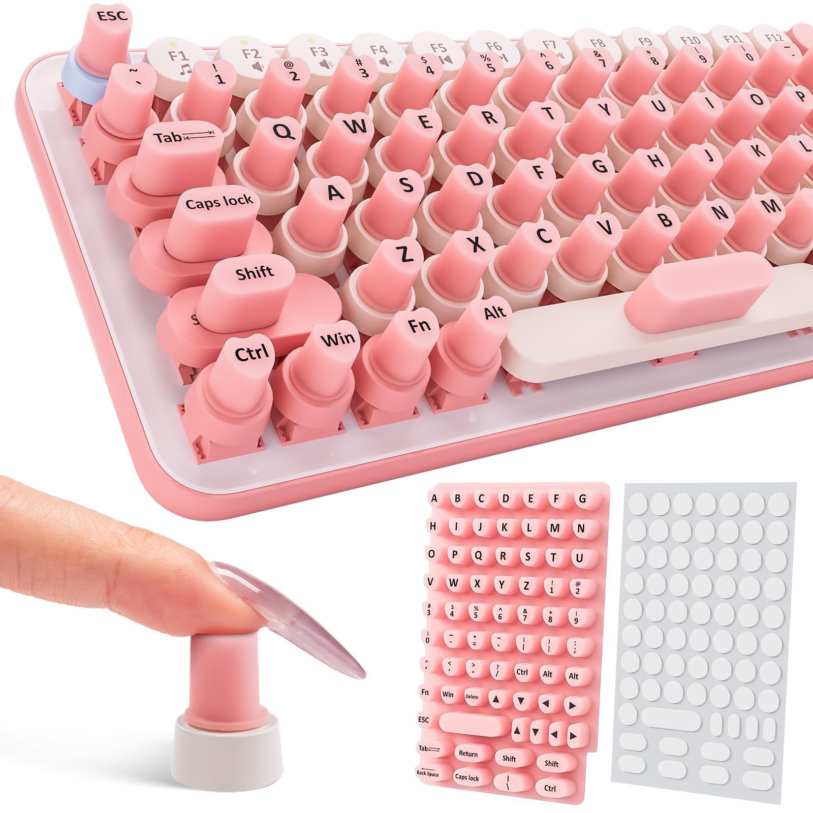 70PCS Raised Keyboard Stickers for Skin, 2 x 3 inches, - Pink