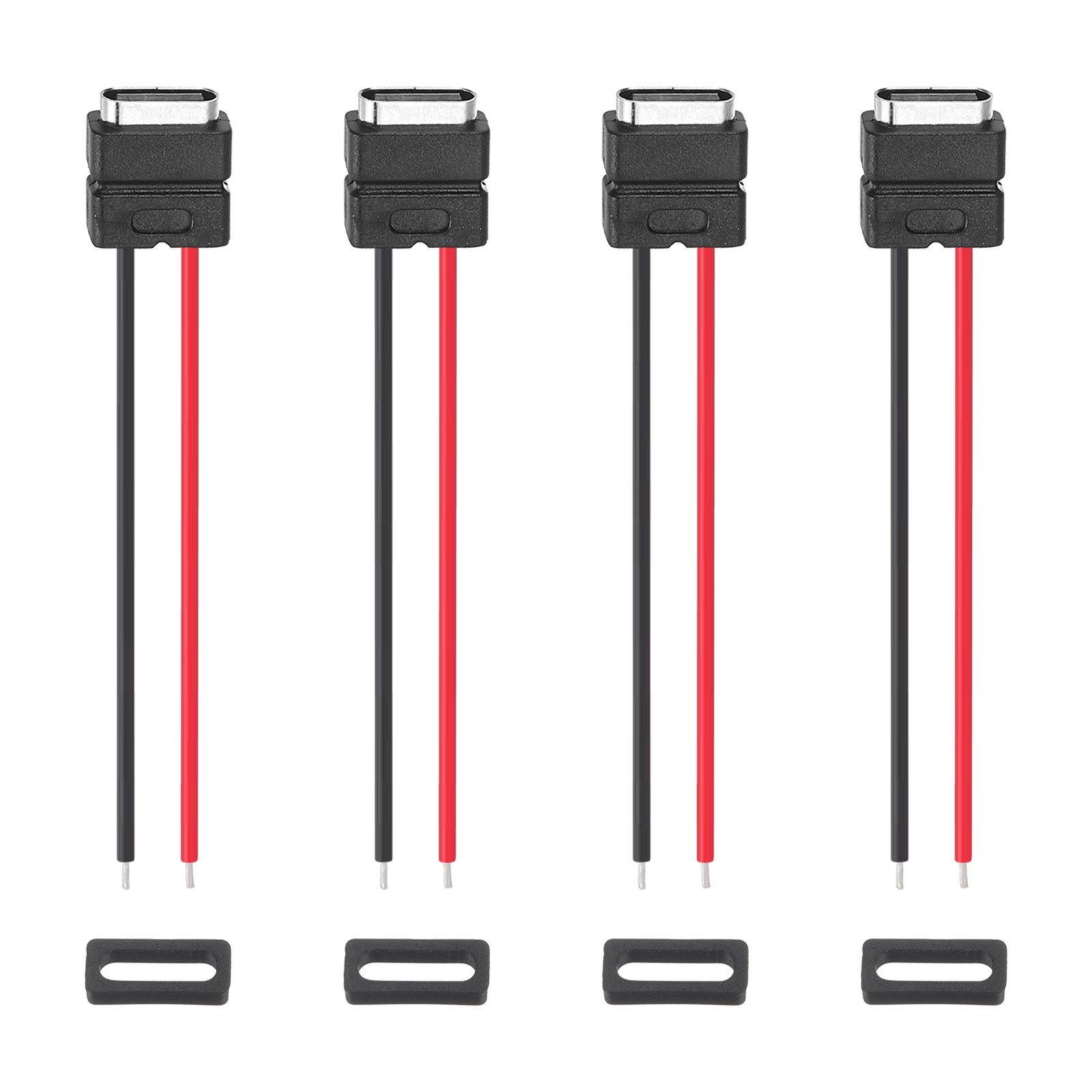4Pcs Type-C Female USB-C Plug to 2 Pin Bare Wire Connector