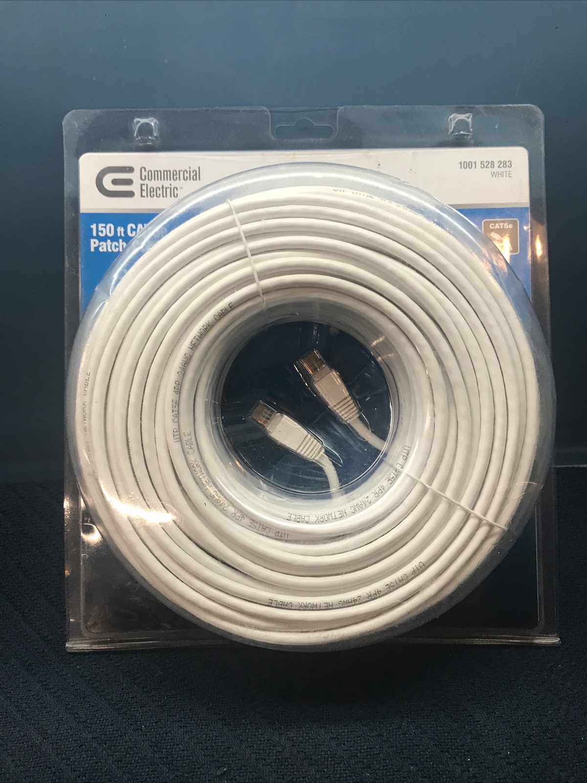 Commercial Electric 150 FT Cat5e Patch Cord 100MHz White CE Tech 1001 528 283