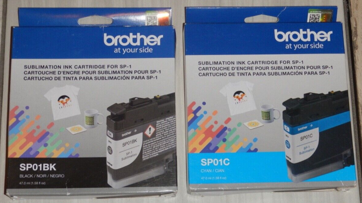 Brother sublimation ink cartridge SP-1 black SP01BK cyan SP01C Lot of 2