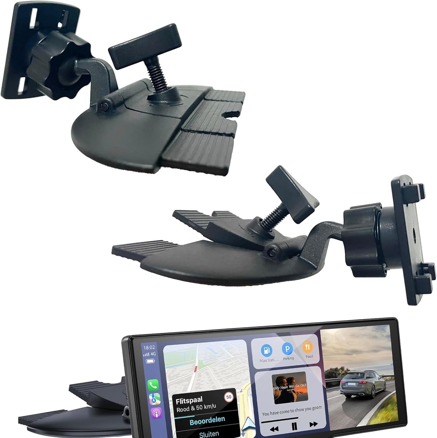 CD Slot Mount for CarPlay Screen [Secure 4-Button Lock], 360°