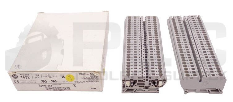 BOX OF 50 NEW ALLEN BRADLEY 1492-R4 SER A GRAY TERMINAL BLOCKS