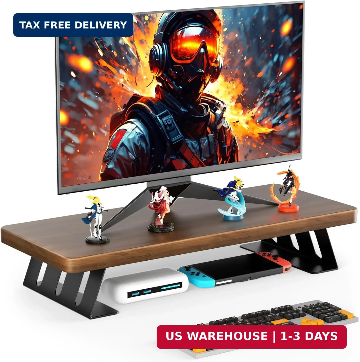 Monitor Stand - 24 Inch Wood Monitor Stand Riser, 220 Pounds Load Capacity Desk