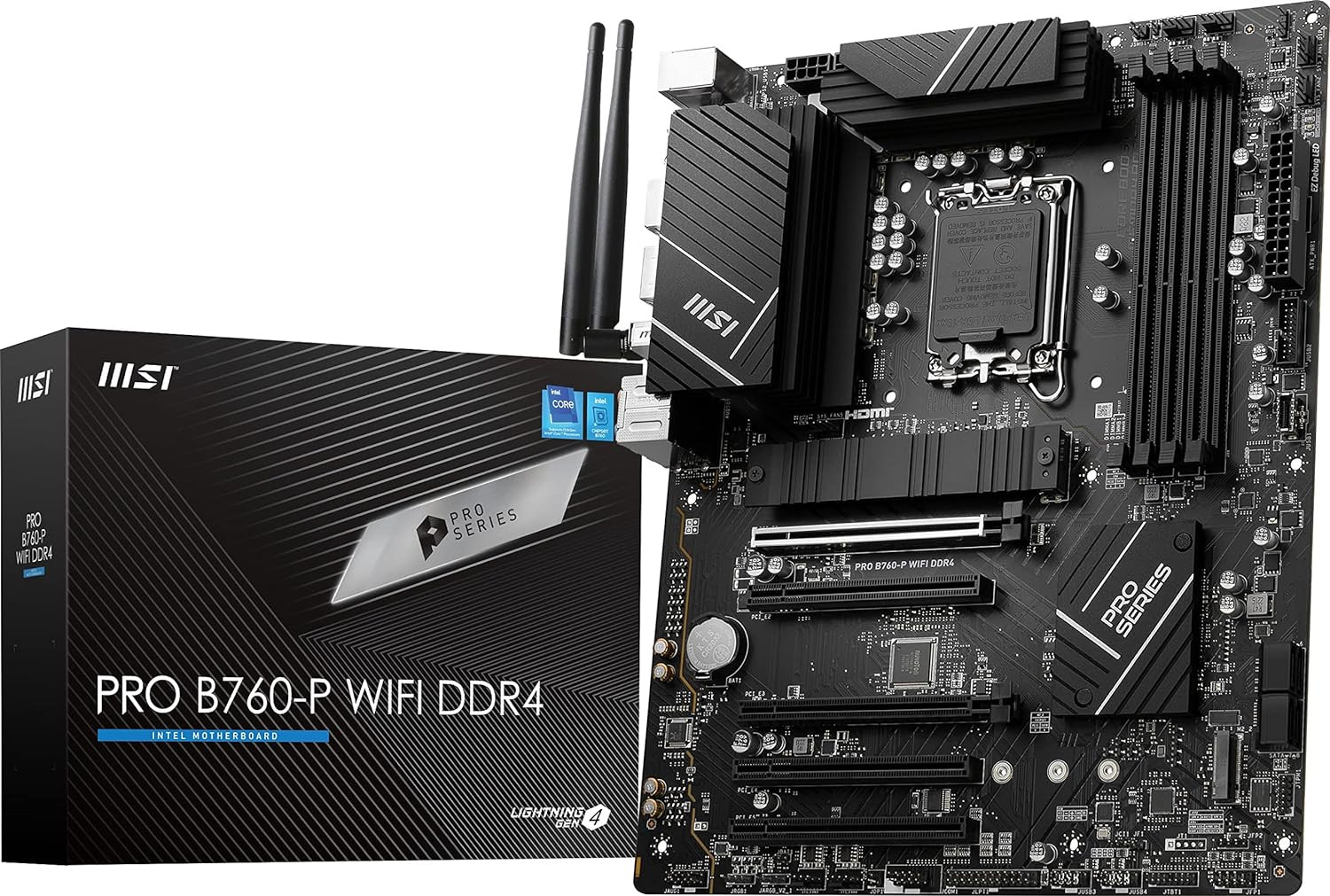 PRO B760-P Wifi DDR4 Proseries Motherboard - Supports 12Th/13Th/14Th Gen Intel P