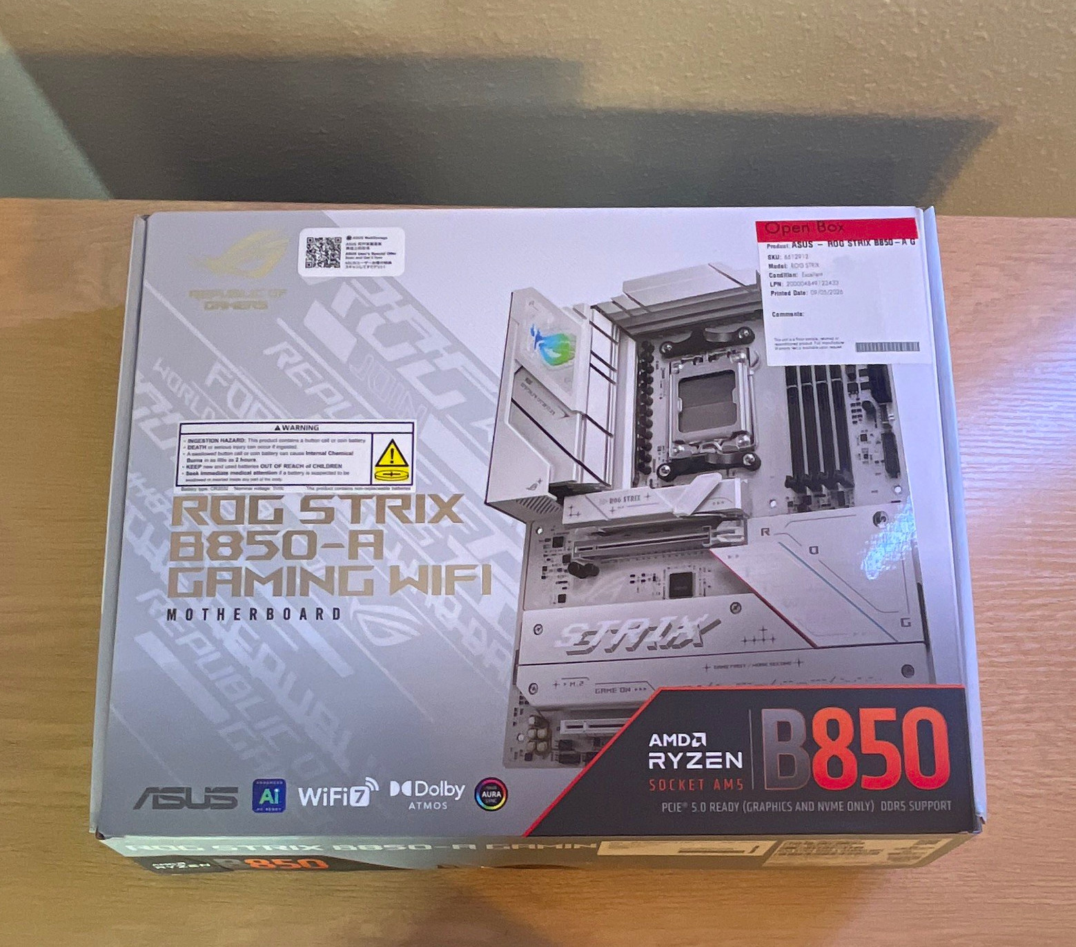 ASUS ROG Strix B850-A Gaming WiFi AM5 ATX DDR5 4-Slot M.2 PCIe x16