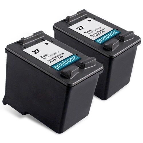 2pk Printronic For HP 27 C8727AN Black Ink Cartridges