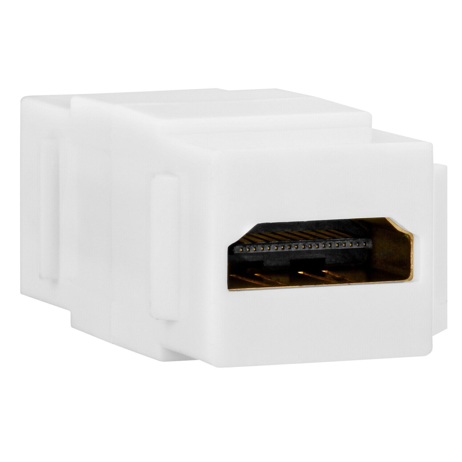 HDMI Keystone Jack Female to Female Coupler Snap-In White Insert for Wall Plate