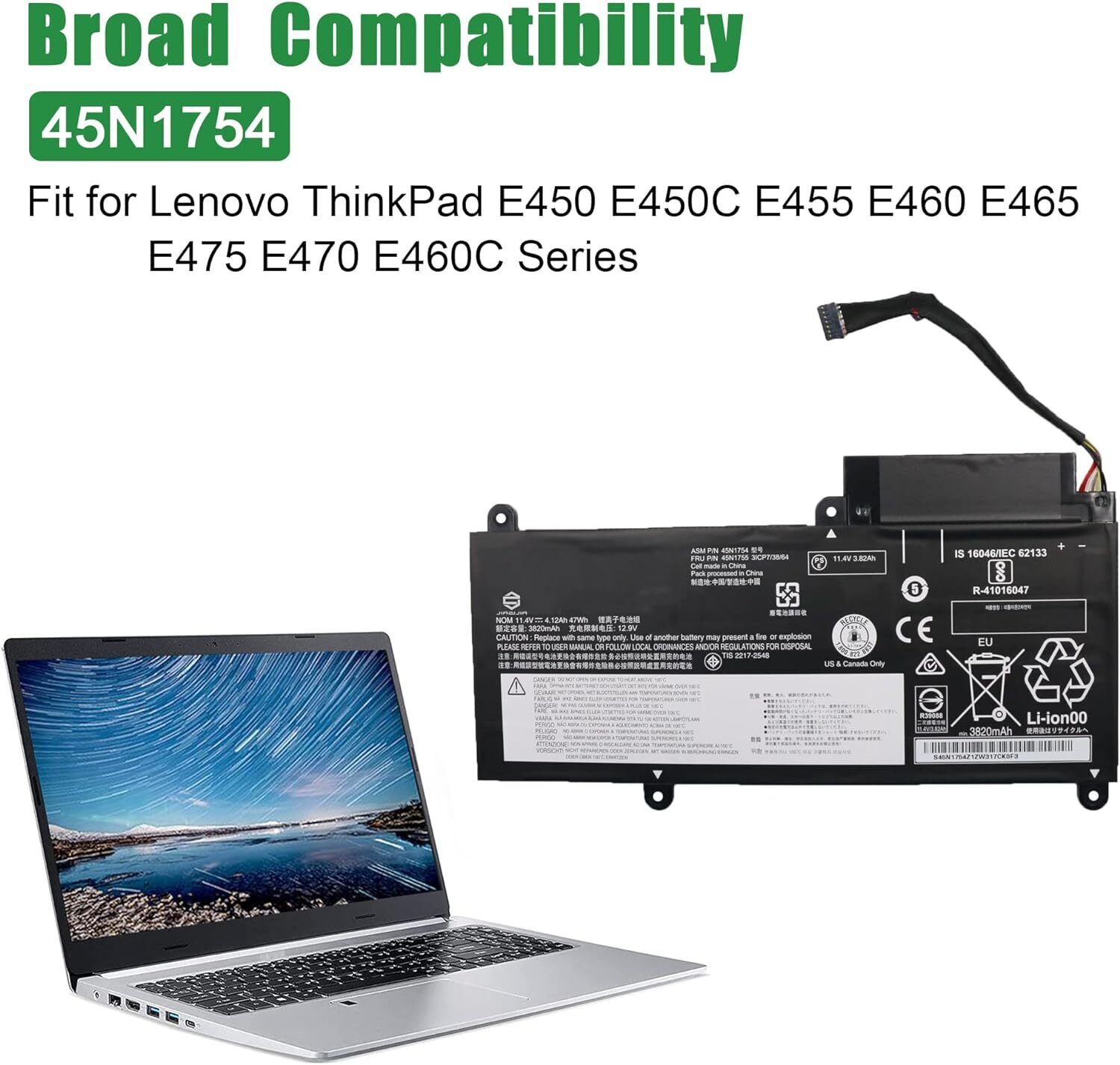 45N1755 Battery for Lenovo ThinkPad E455 E450 E450C E460 E460C E465 45N1756