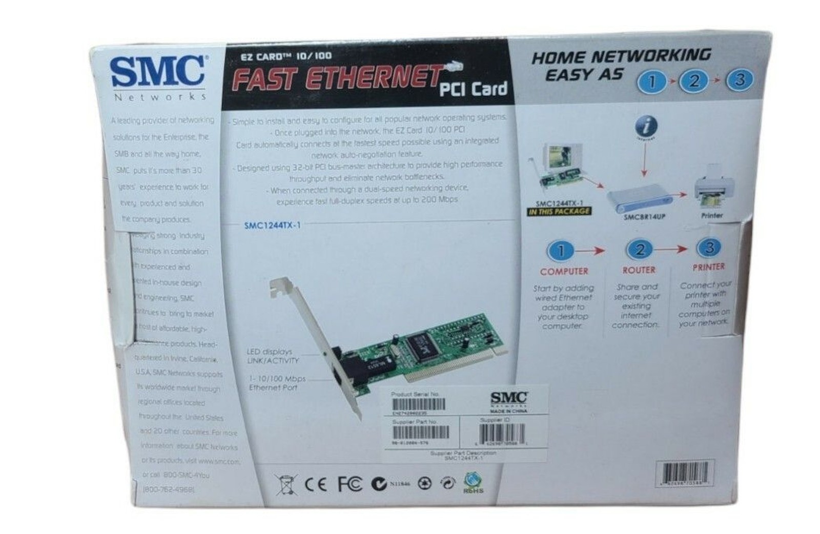 SMC Networks Fast Ethernet 32-bit PCI 10/100 Mbps SMC1255TX-1