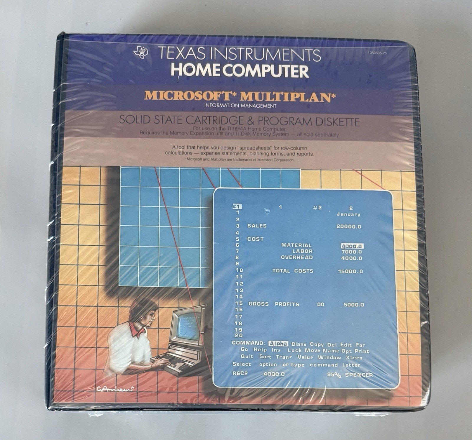 Texas Instruments TI-99/4A Microsoft Multiplan Set 1053635-25 — New Sealed