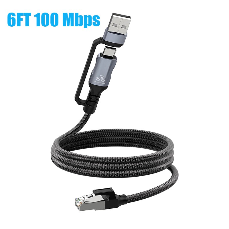 USB-A/USB-C to Ethernet Cable RJ45 / Gigabit 100/1000 Mbps LAN Network Cord