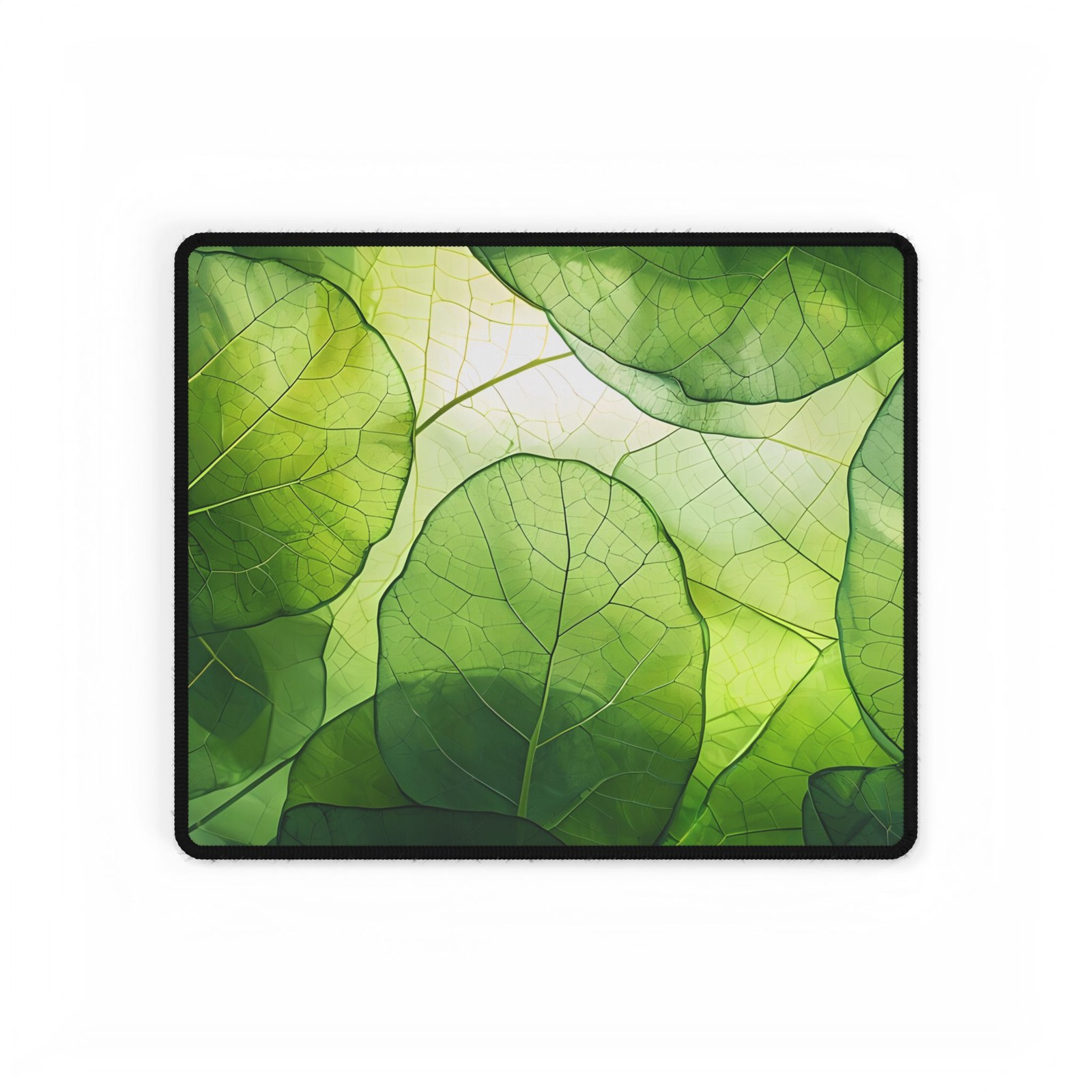 Green Leaf Pattern Desk Mat | Botanical Mouse Pad
