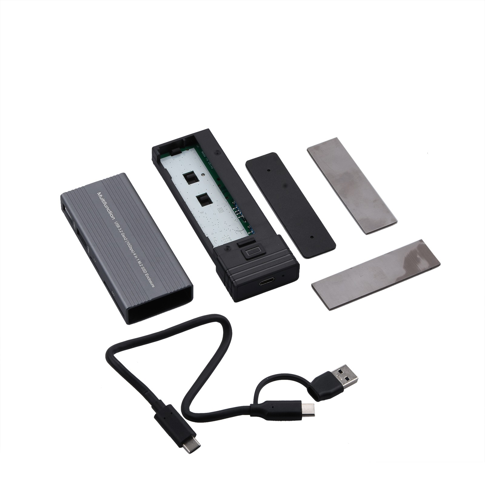10Gbps Mobile SSD Enclosure Adapter Case Dual-in-One Design Hub+Hdd Enclosure