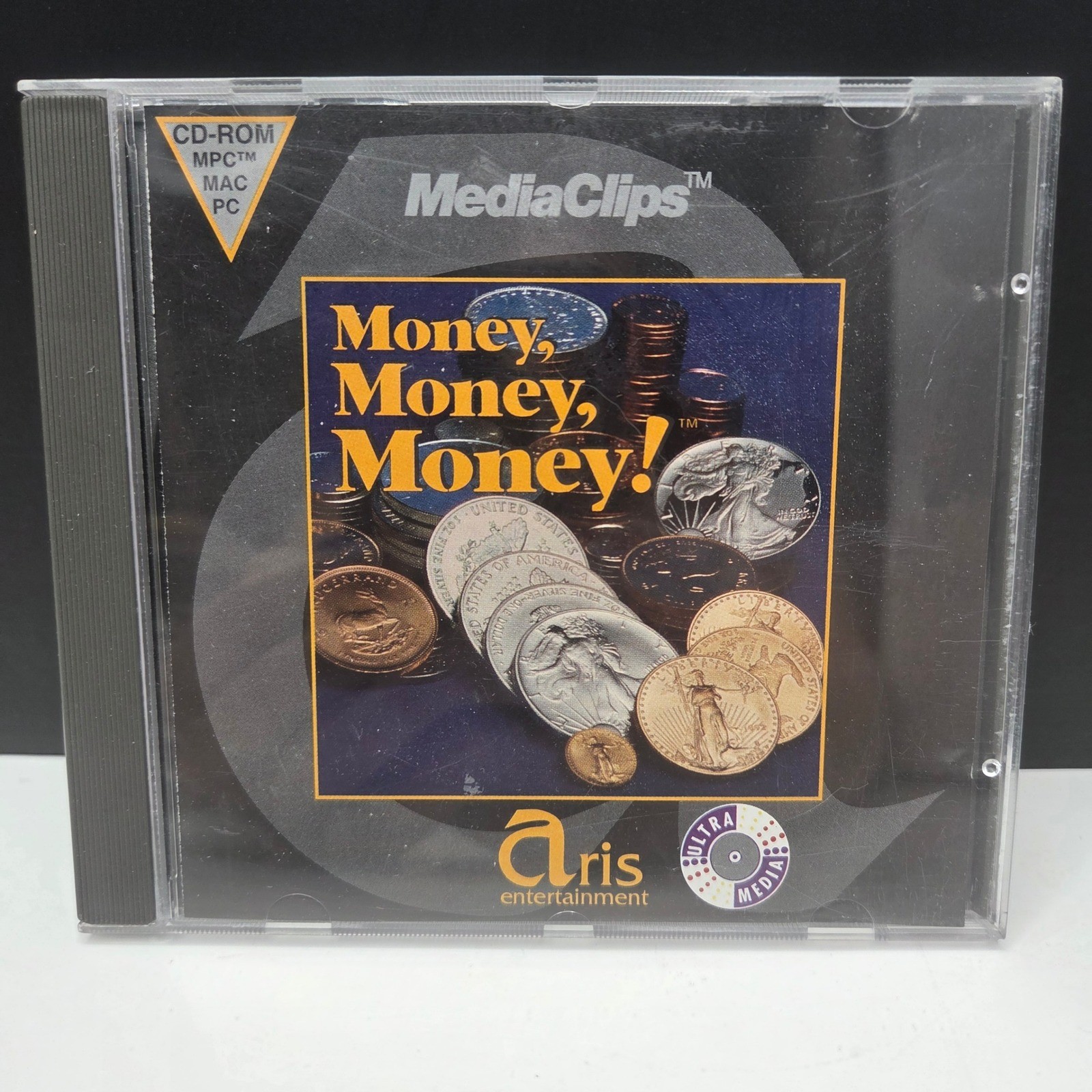 Aris MediaClips Money Money Money CD-ROM Vintage 1992 PC Mac Stock Photos Audio