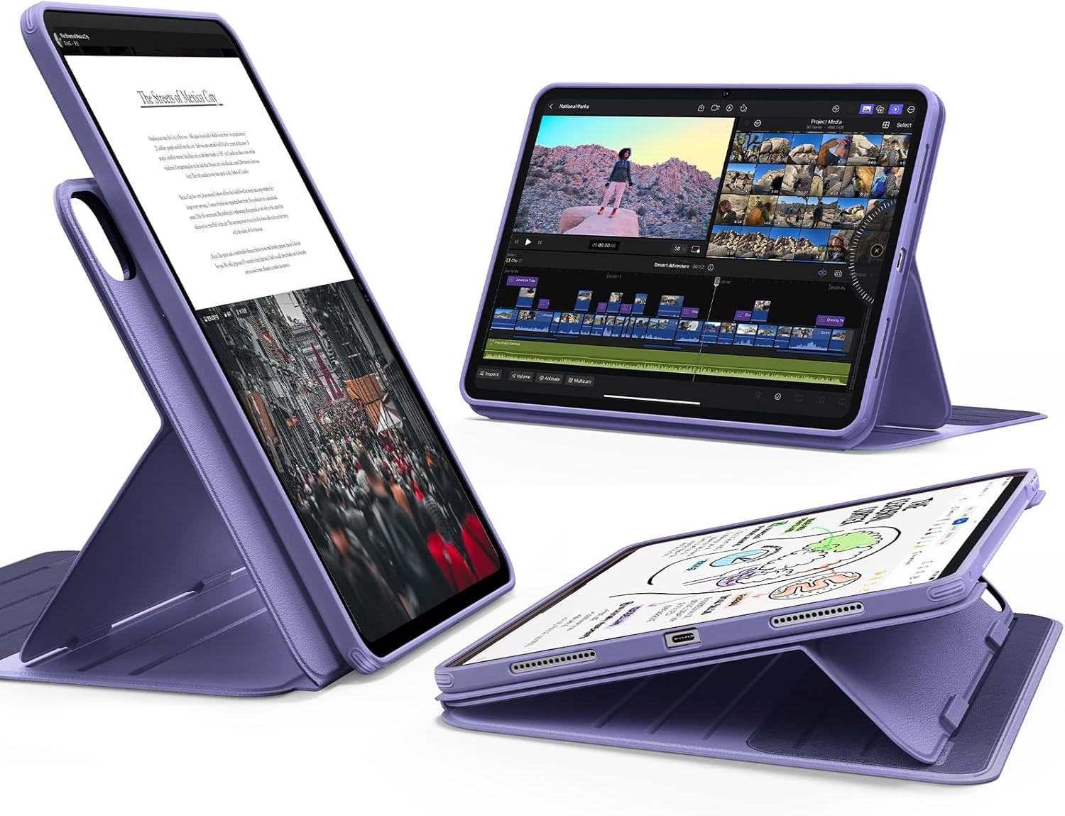 ESR Shift iPad Pro 13 M5 M4 2025 2024 Rotating Case Detachable Magnetic Purple